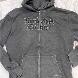 Hard Rock Cafe “hard rock couture” bejeweled zip up hoodie.large great condition